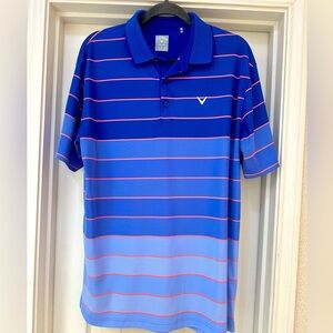 Callaway blue ombré striped gold polo- size Large